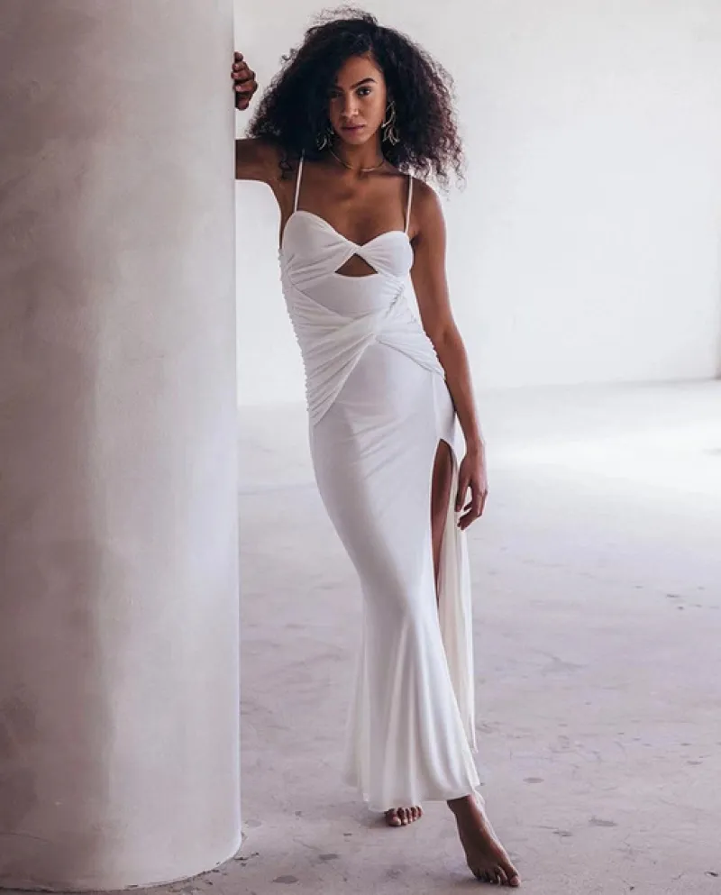 2022 Estate Nuovo Vestito Delle Donne di Modo Bretelle Taglio Basso Sottile Borsa A Fessura Hip Club Party Festival Abiti Midi D