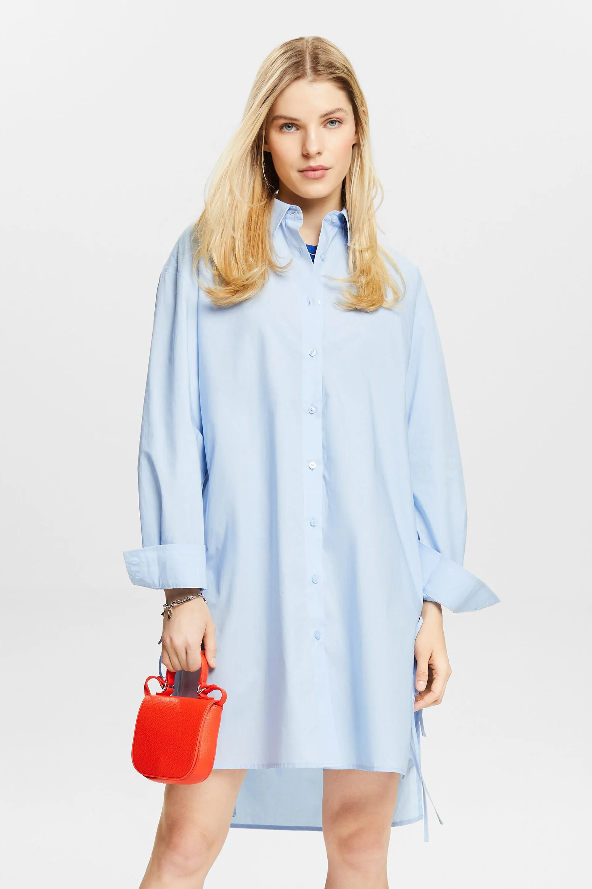 Abito camicia in popeline con nodi decorativi