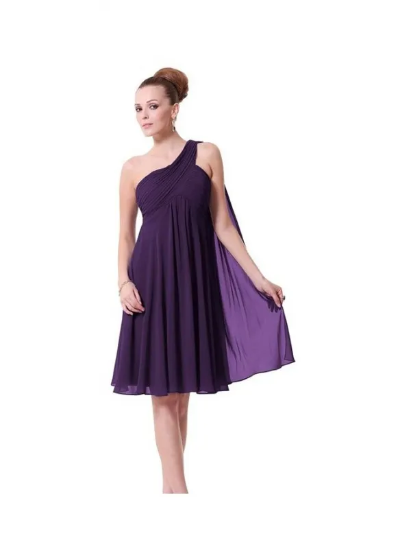Abito da Cerimonia Corto per damigelle monospalla georgette viola