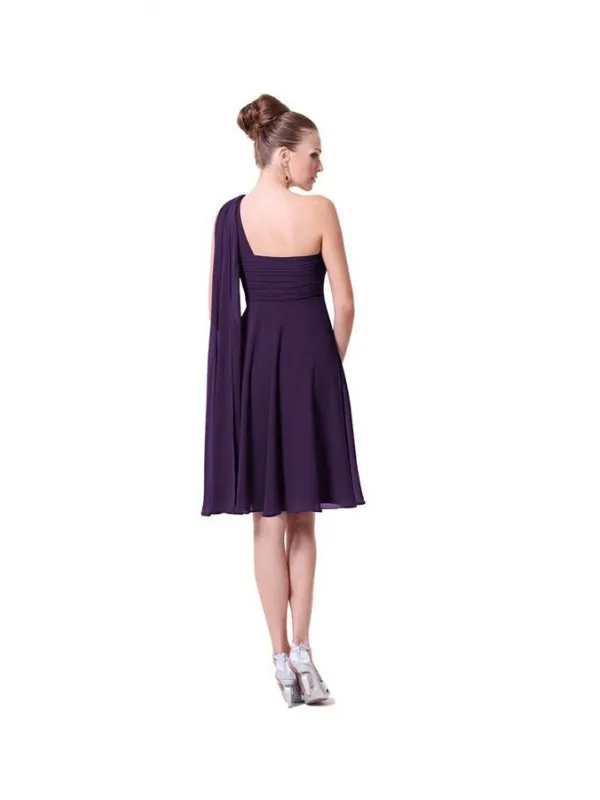 Abito da Cerimonia Corto per damigelle monospalla georgette viola
