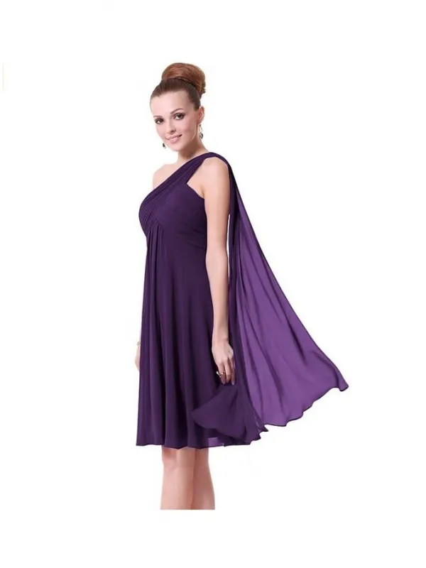 Abito da Cerimonia Corto per damigelle monospalla georgette viola