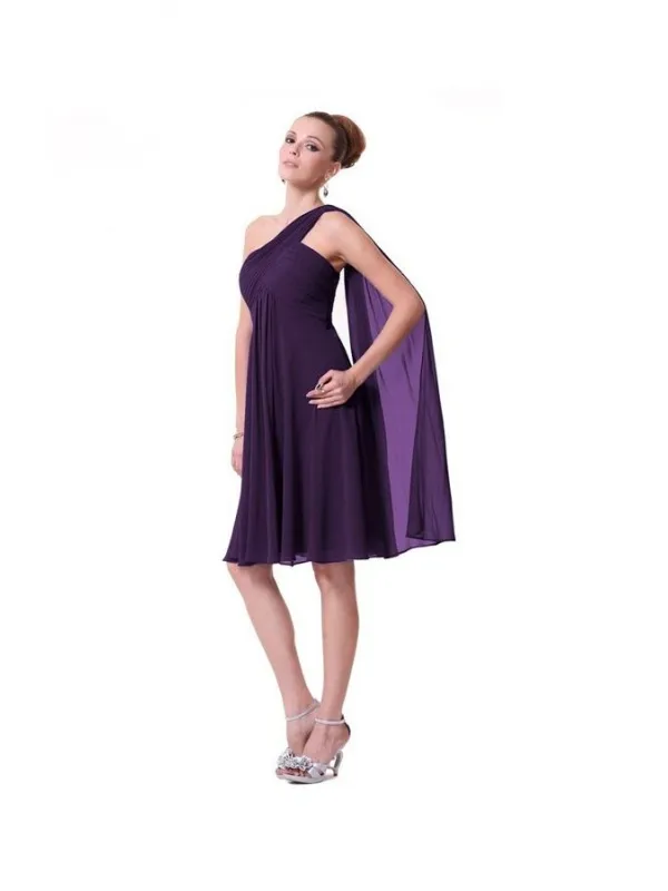 Abito da Cerimonia Corto per damigelle monospalla georgette viola