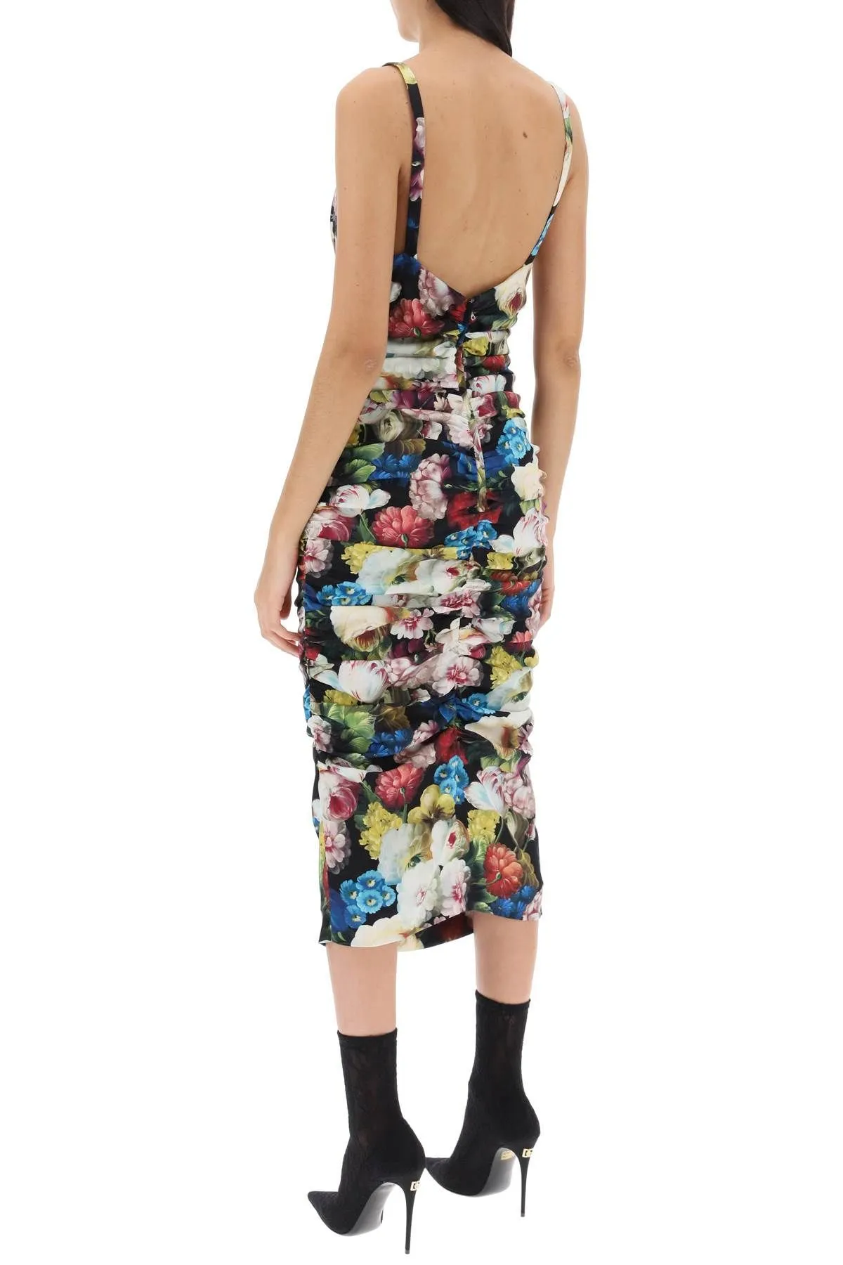 Abito midi drappeggiato Fiore Notturno