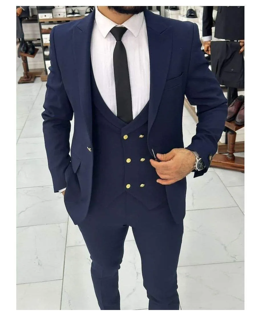 Abito uomo blu elegante, con gilet
