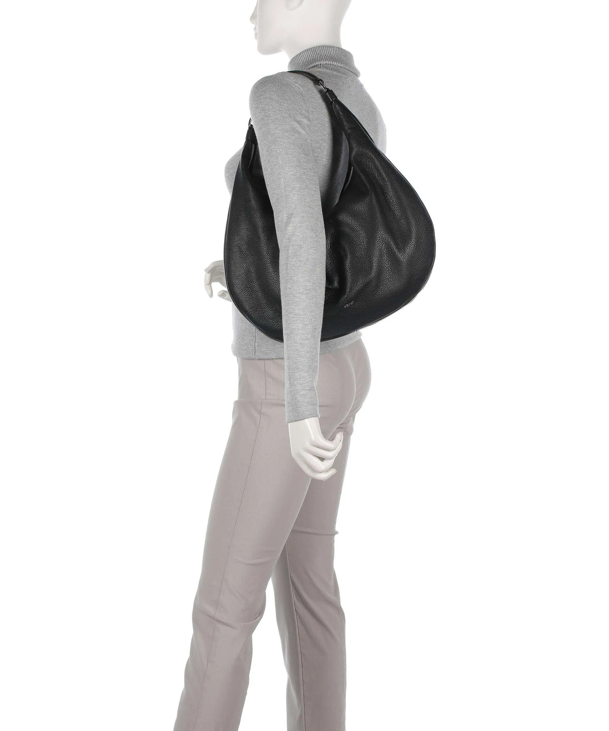  Abro Dalia Nana Borsa hobo pelle di vacchetta grana nero  