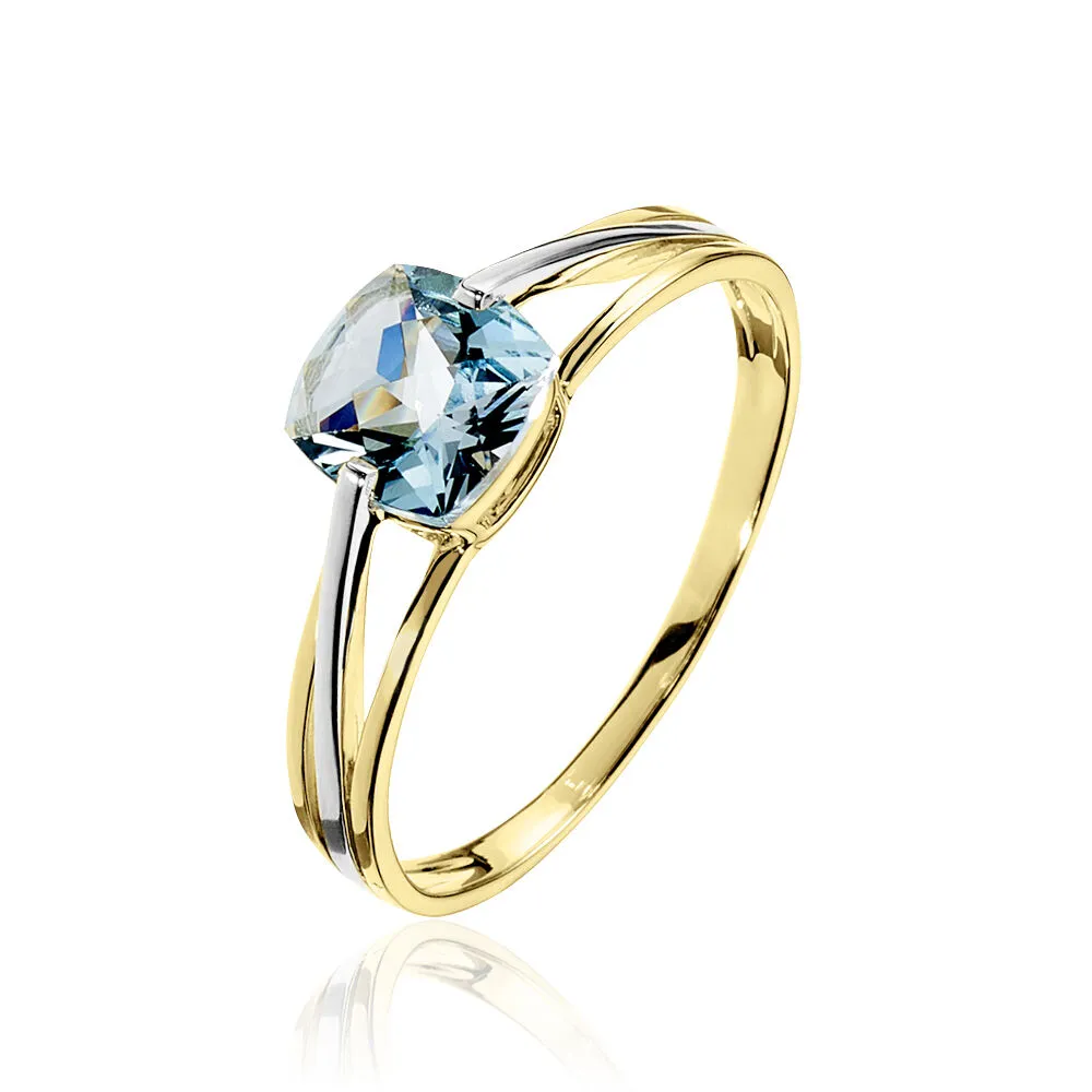 Anello Solitario Amélie Oro Bicolore 375/1000 Topazio Blu 1432007