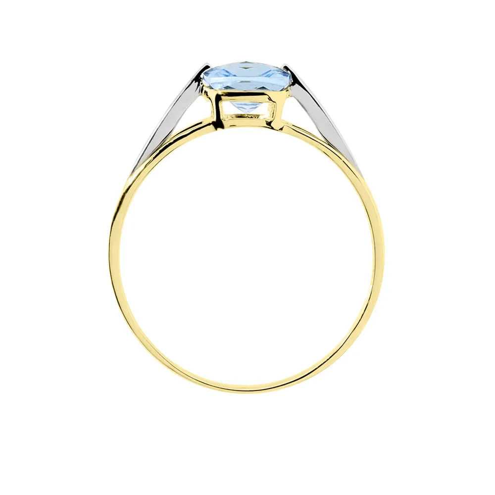 Anello Solitario Amélie Oro Bicolore 375/1000 Topazio Blu 1432007