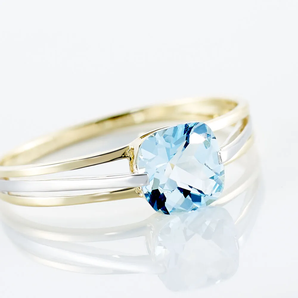 Anello Solitario Amélie Oro Bicolore 375/1000 Topazio Blu 1432007