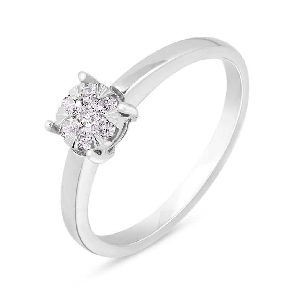 Anello Solitario Petali Oro Bianco 750/1000 Diamante Bianco 0,17 ct 1681128