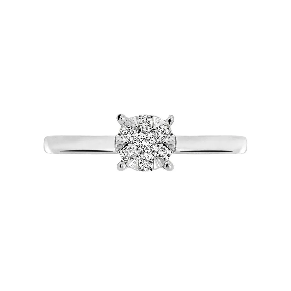 Anello Solitario Petali Oro Bianco 750/1000 Diamante Bianco 0,17 ct 1681128