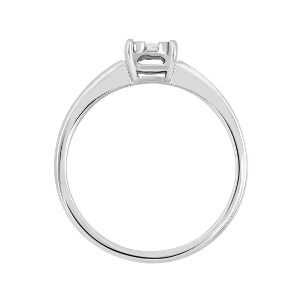 Anello Solitario Petali Oro Bianco 750/1000 Diamante Bianco 0,17 ct 1681128