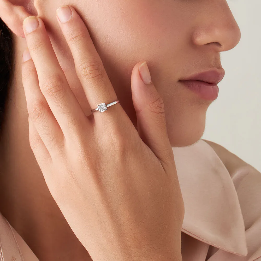 Anello Solitario Petali Oro Bianco 750/1000 Diamante Bianco 0,17 ct 1681128