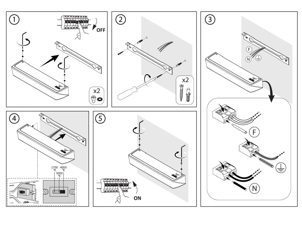 Applique Hantera Vivida Bianco Led Switch Dimmerabile 2700k 3000k 4000k