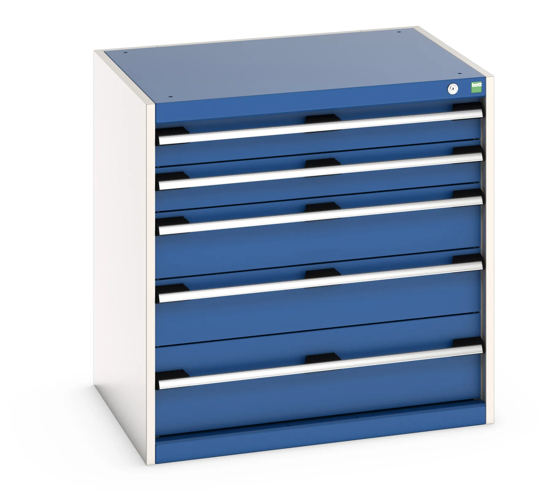 Armadietto da pavimento Bott in Lamiera di acciaio, 800 x 650 x 800mm, 5 cassetti