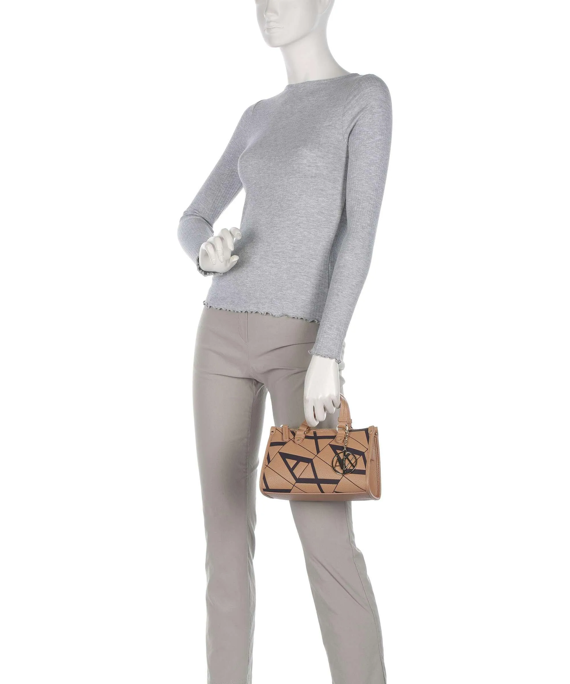  Armani Exchange Gynger S Borsa a mano pelle sintetica marrone chiaro  
