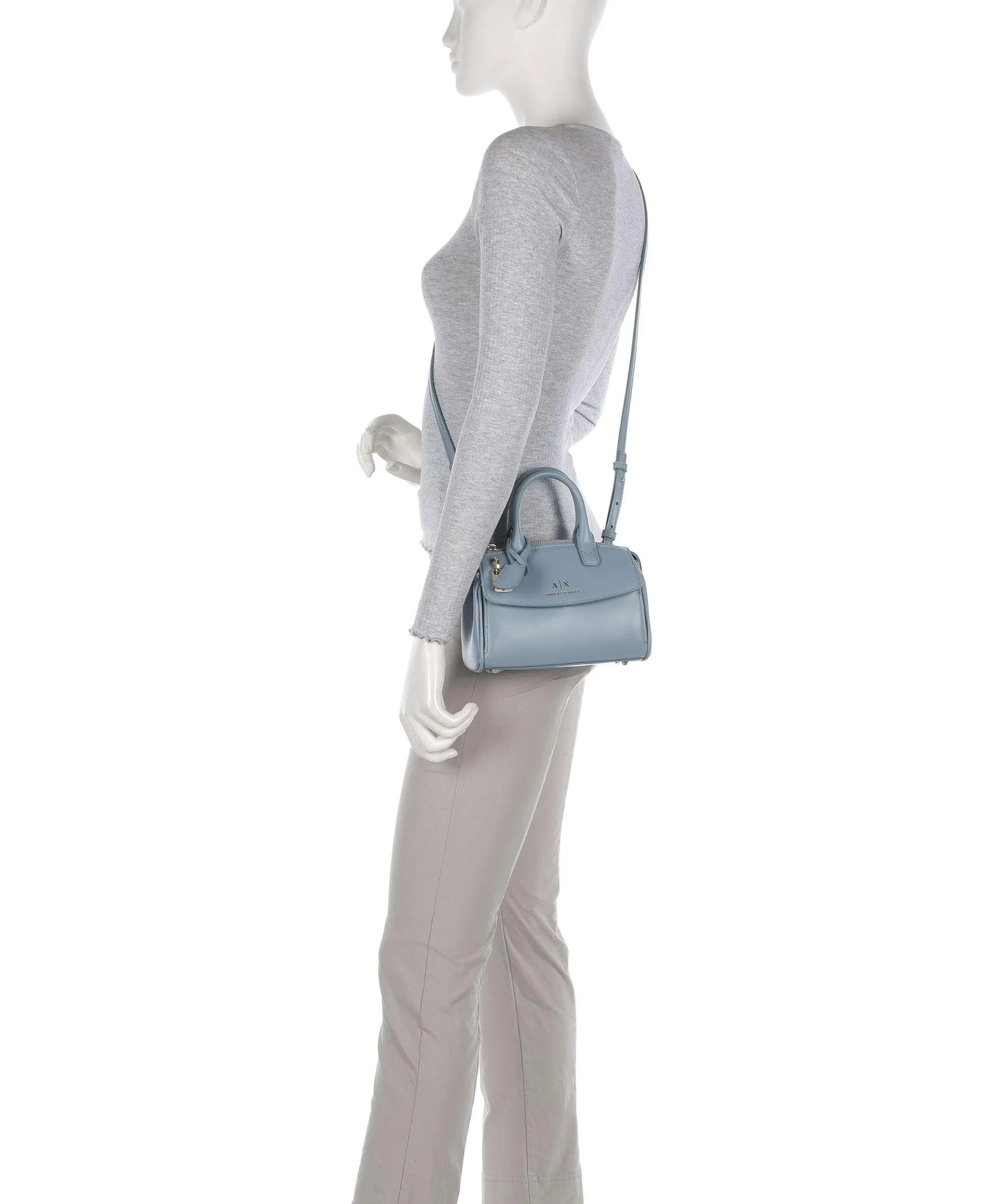  Armani Exchange Jane Borsa a mano pelle sintetica blu-grigio  