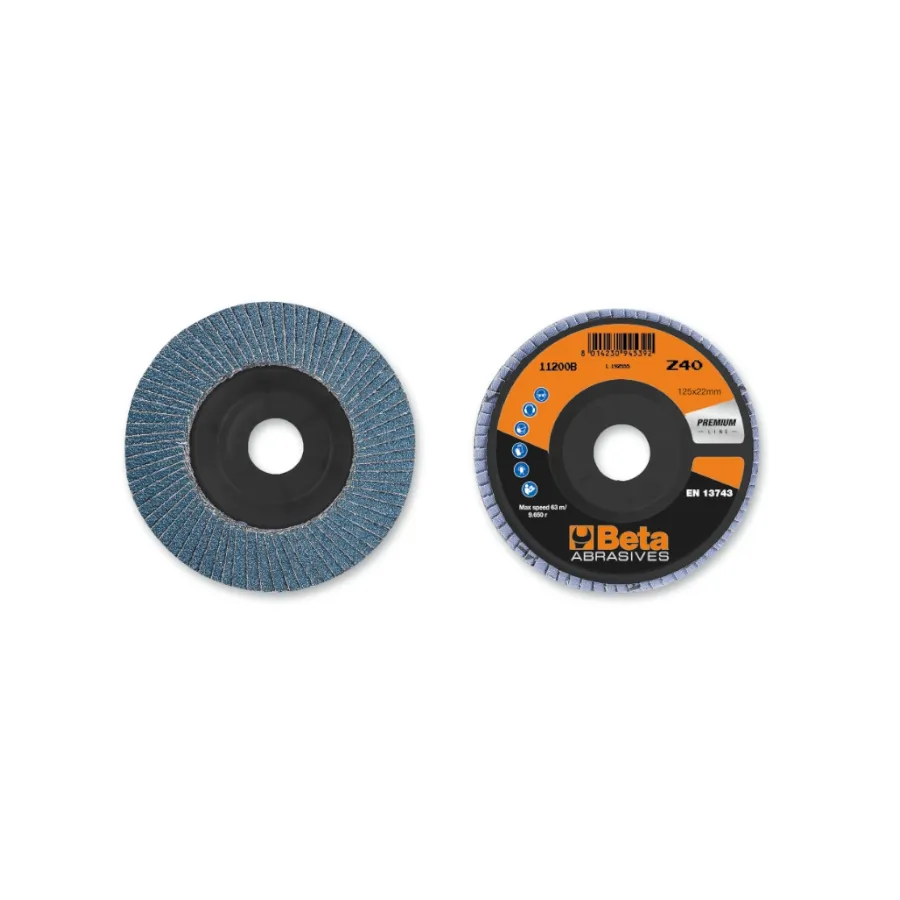 B11200B – Dischi lamellari con tela abrasiva allo zirconio Supporto in plastica e lamella singola