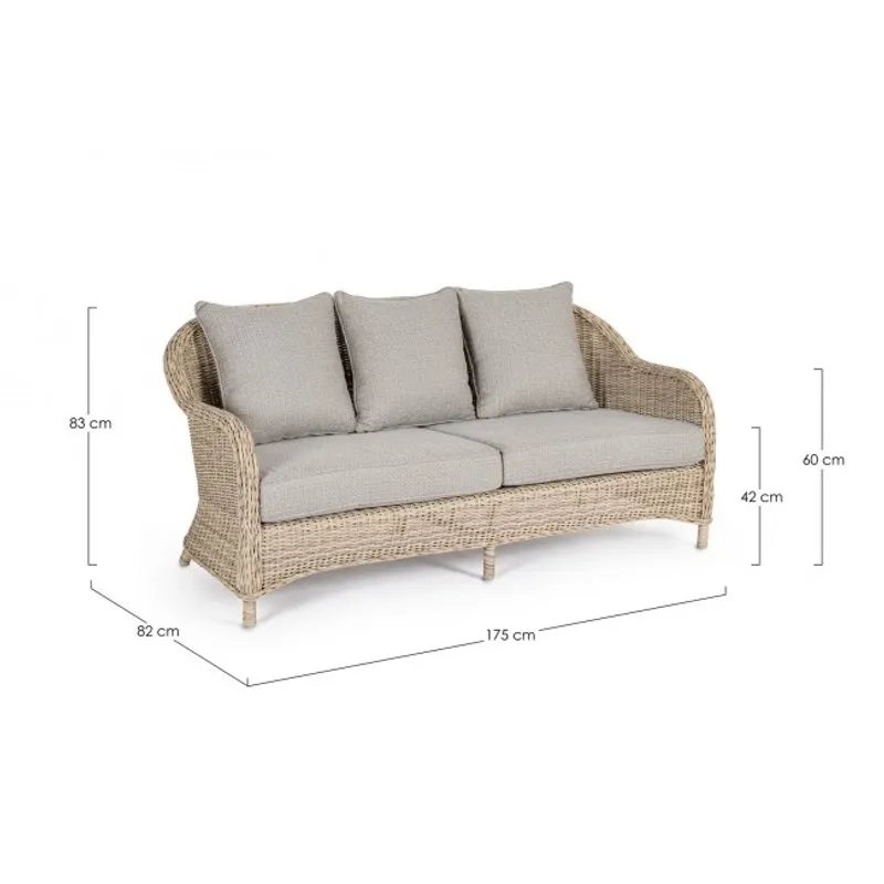 Bizzotto outdoor Divano 3 posti con cuscini Aditya new