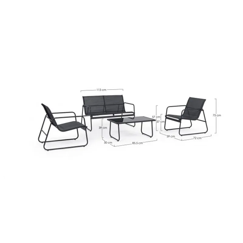 Bizzotto outdoor Set 4 Salotto Markus antracite ja18