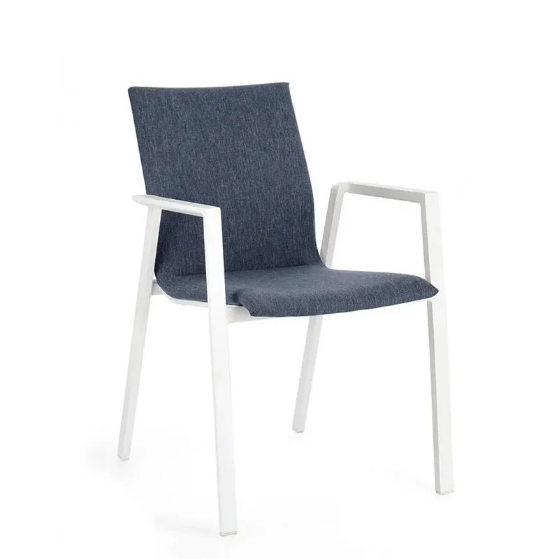 Bizzotto outdoor Set 4 sedie con braccioli Odeon bianco-denim jx11