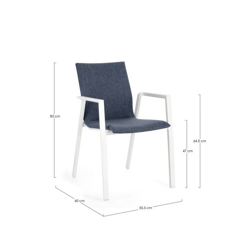 Bizzotto outdoor Set 4 sedie con braccioli Odeon bianco-denim jx11