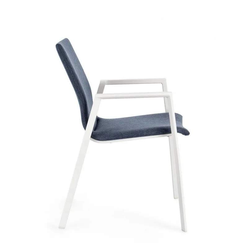 Bizzotto outdoor Set 4 sedie con braccioli Odeon bianco-denim jx11