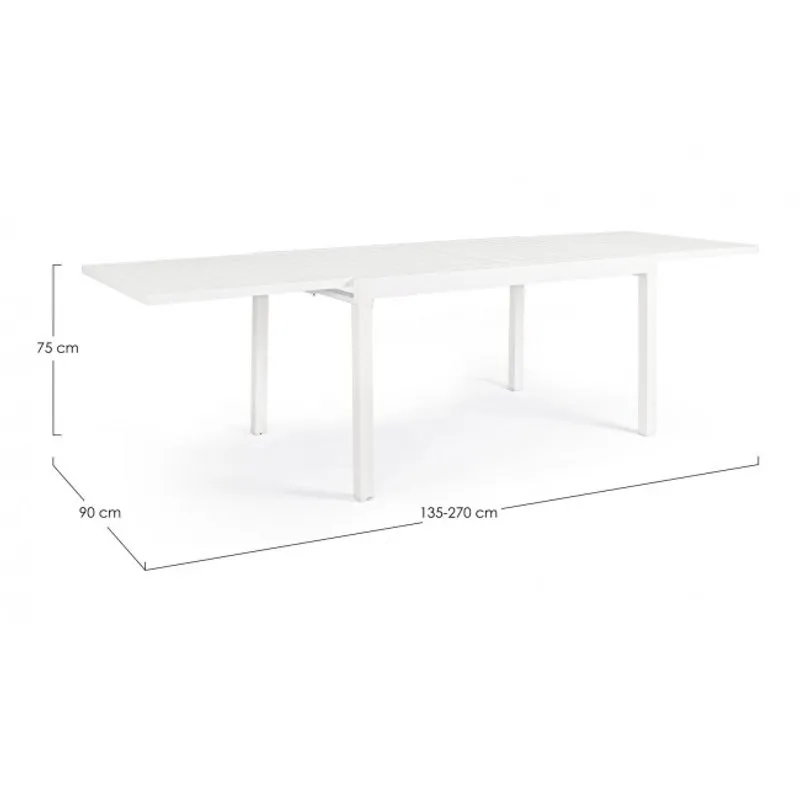 Bizzotto outdoor Tavolo allungabile Pelagius 135-270x90 bianco yk11
