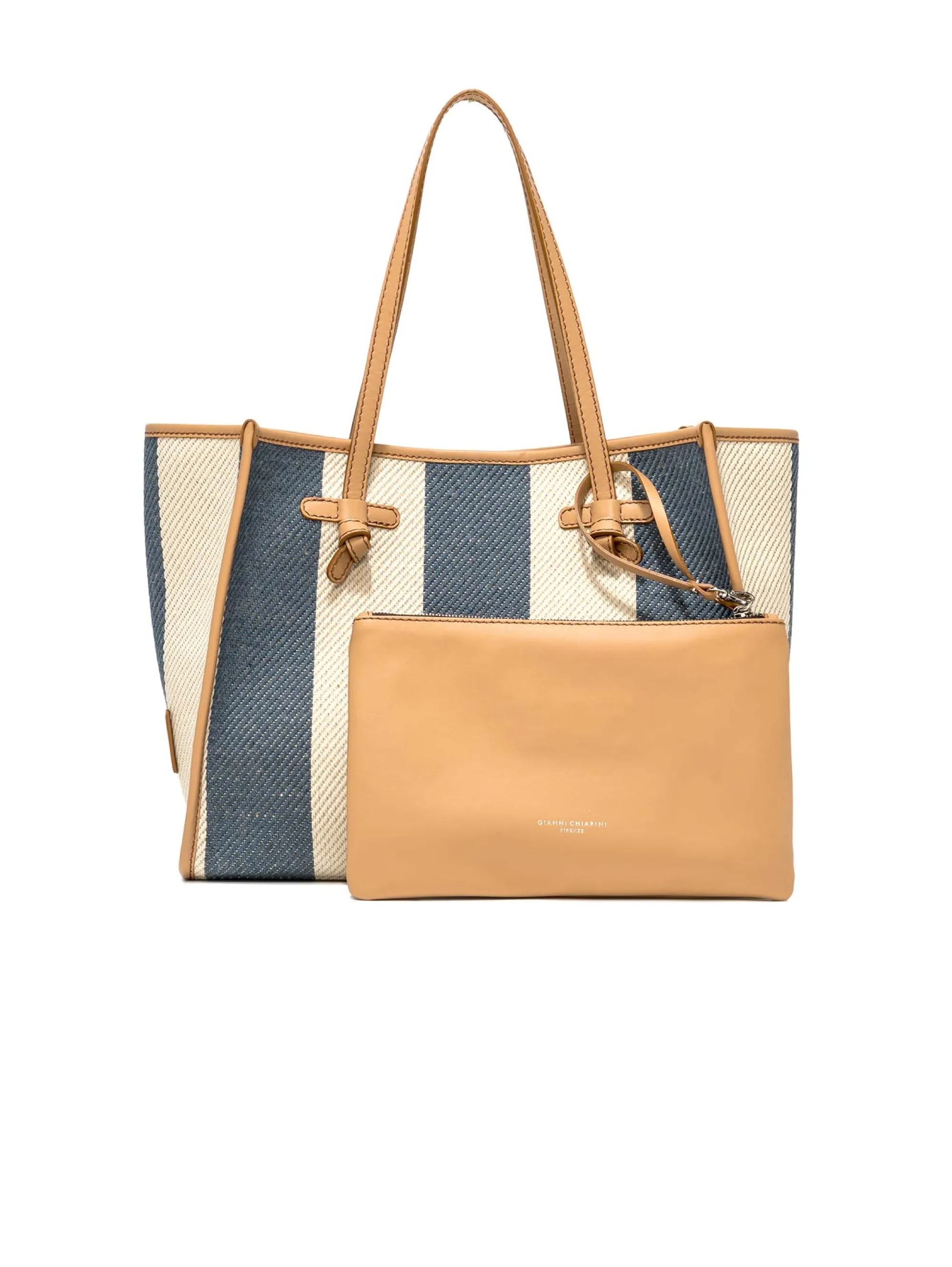 Borsa a Spalla a Righe Blu