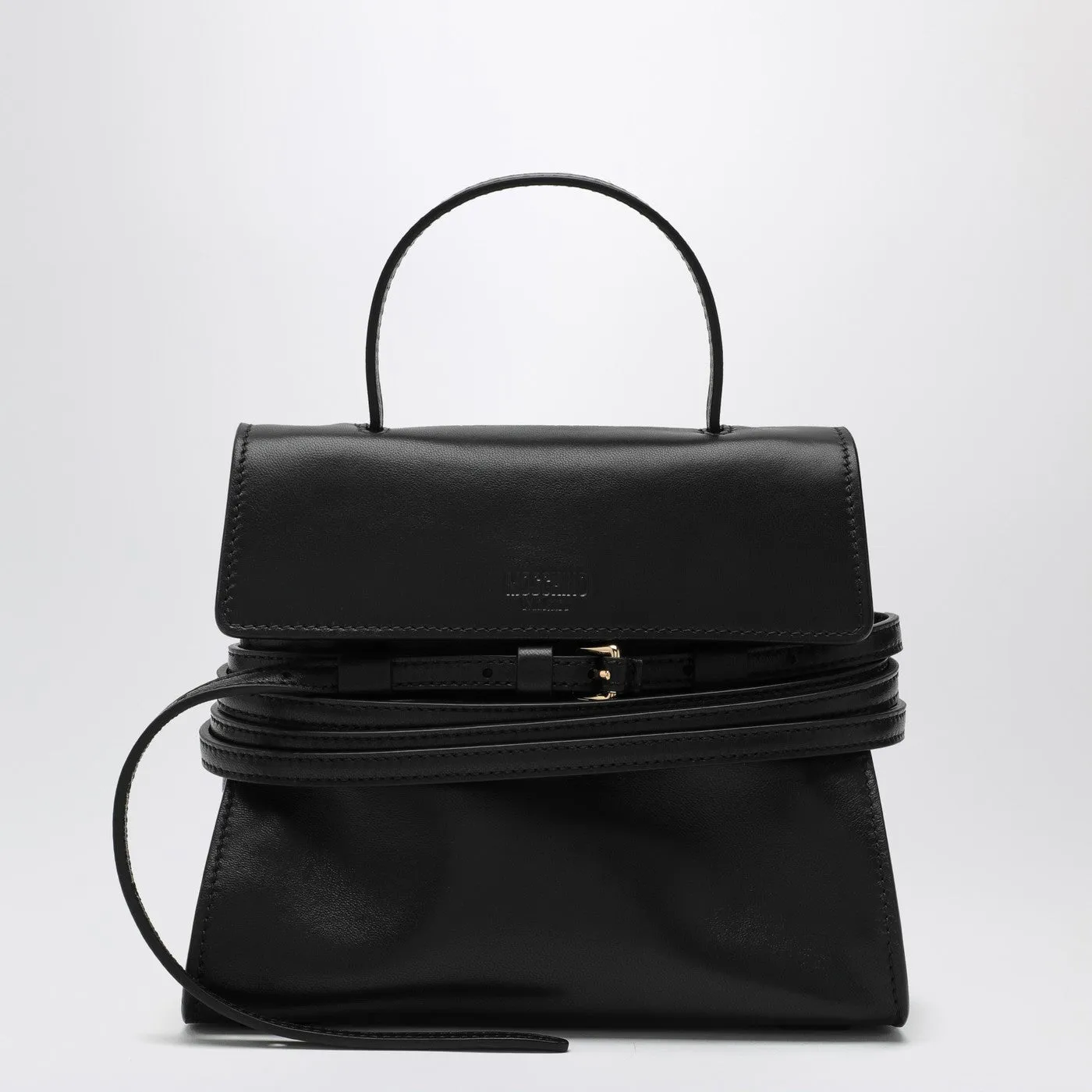 Borsa a tracolla in pelle nera Moschino
