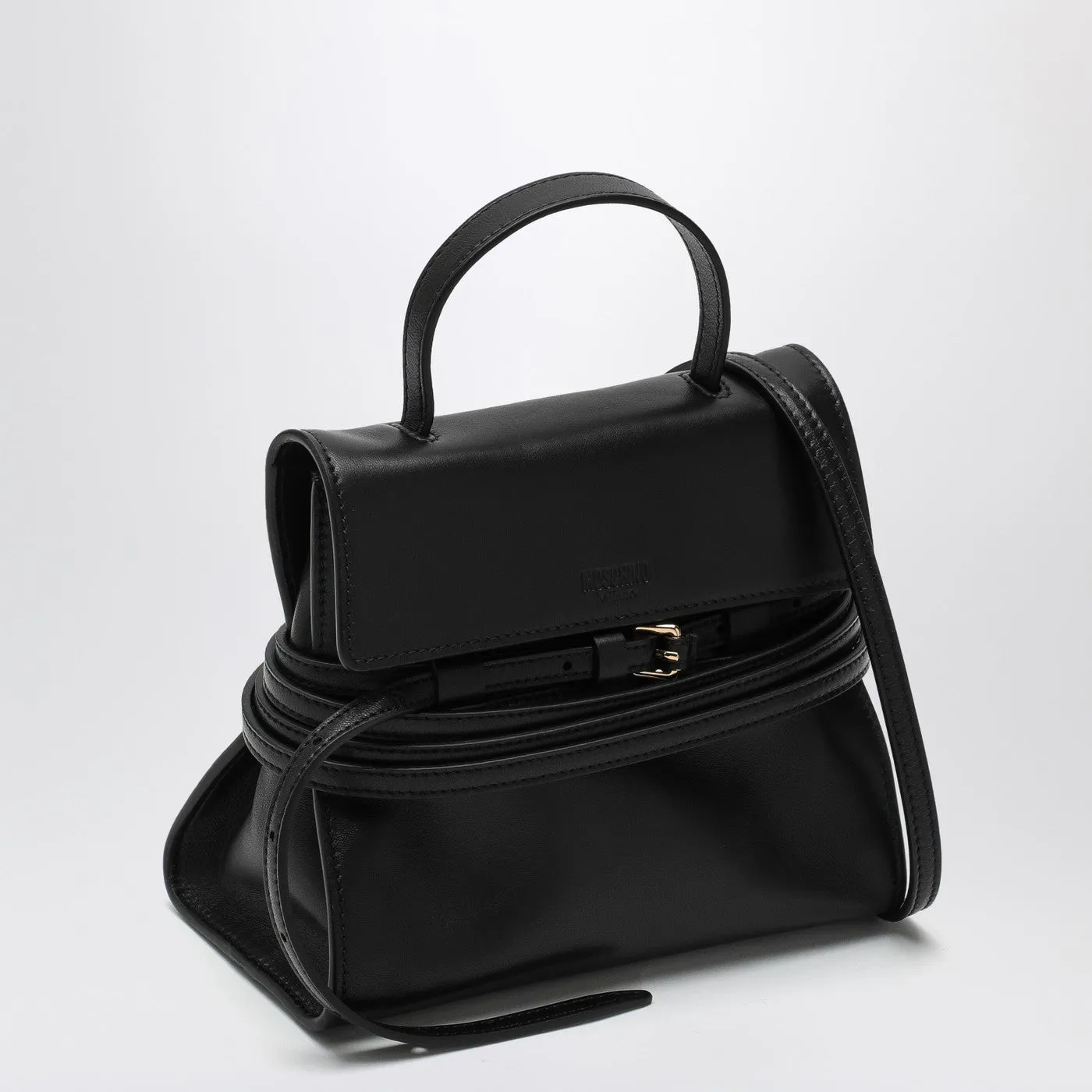 Borsa a tracolla in pelle nera Moschino