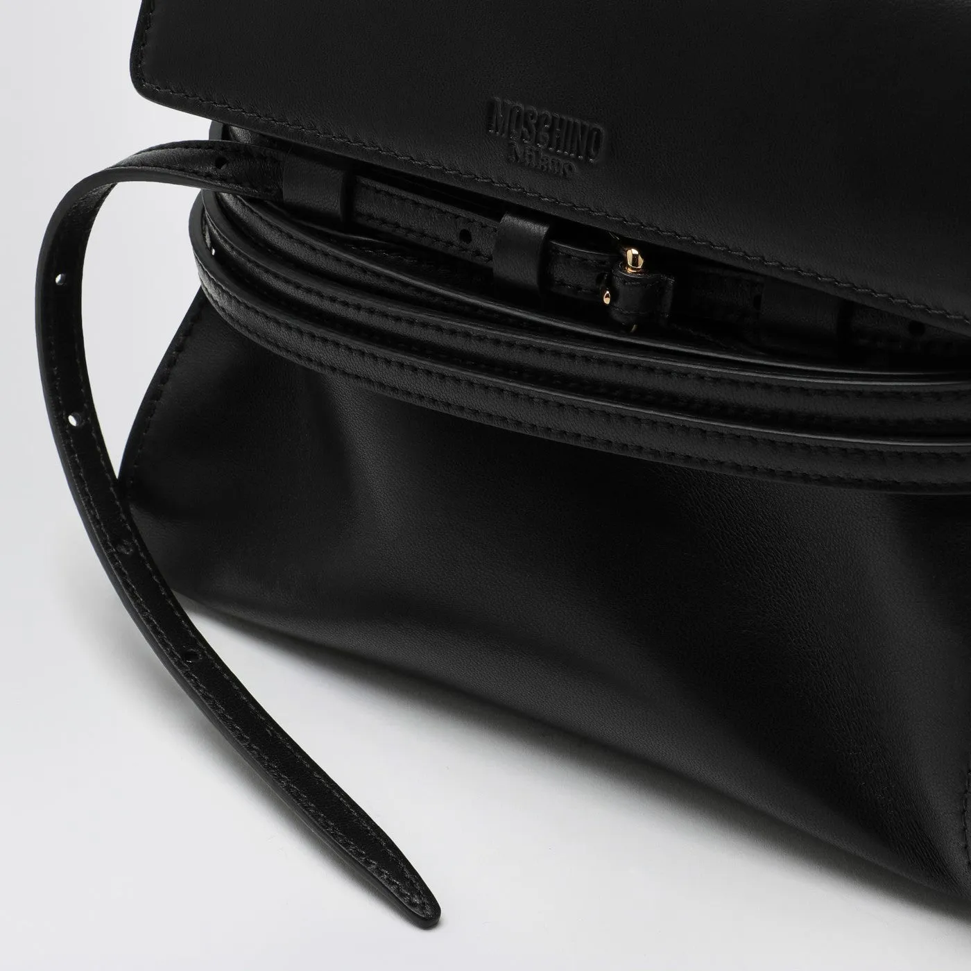 Borsa a tracolla in pelle nera Moschino