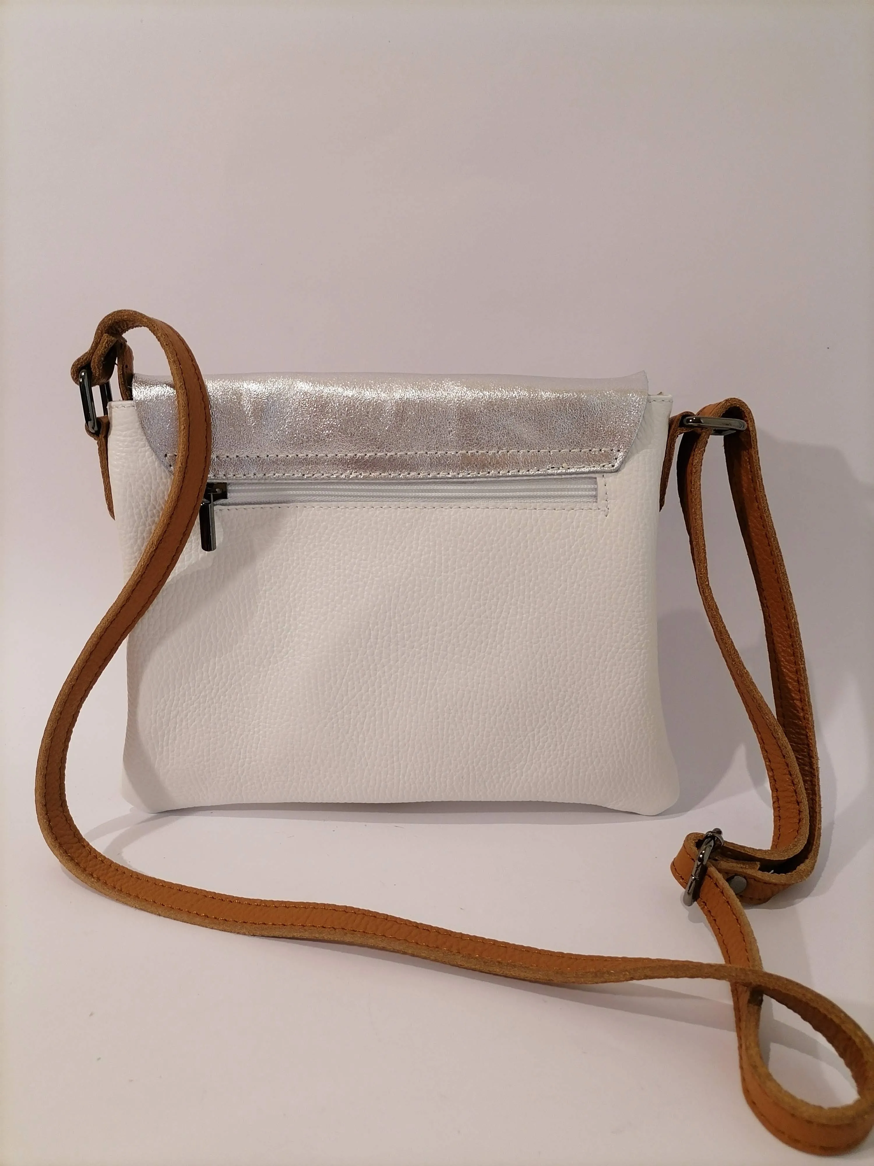 Borsa a tracolla in vera pelle morbidissima bicolore