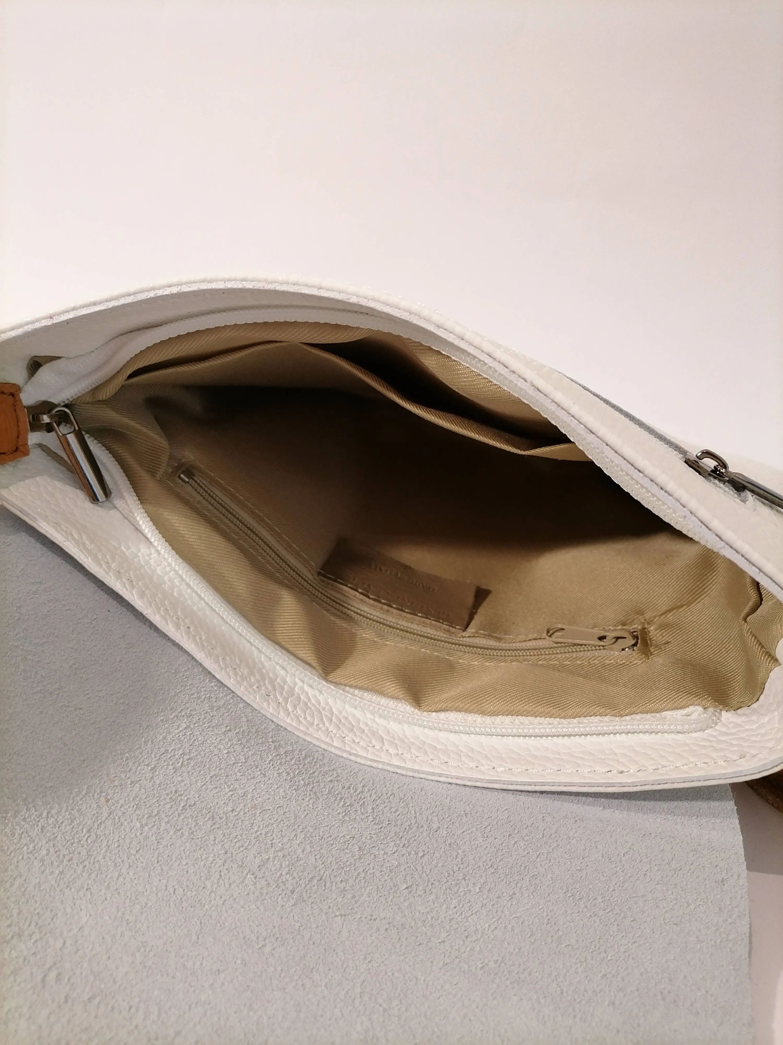 Borsa a tracolla in vera pelle morbidissima bicolore