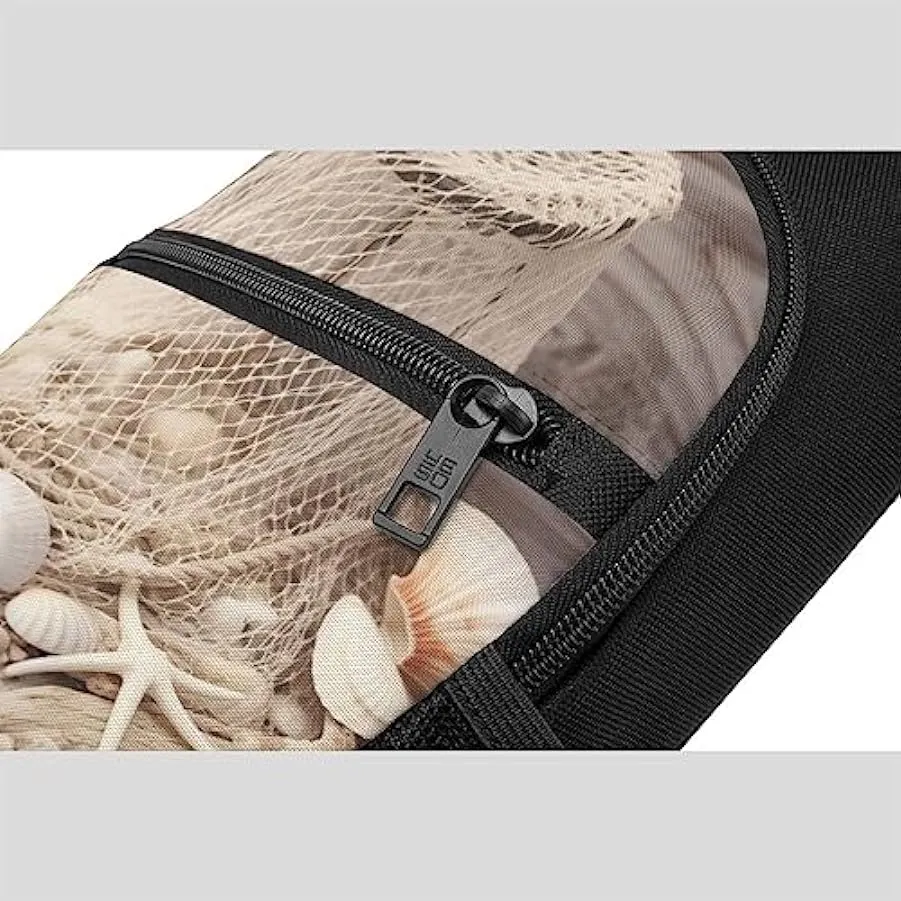 Borsa a tracolla unisex con rete da pesca costiera con stampa a conchiglia, Nero , Taglia unica 166248799