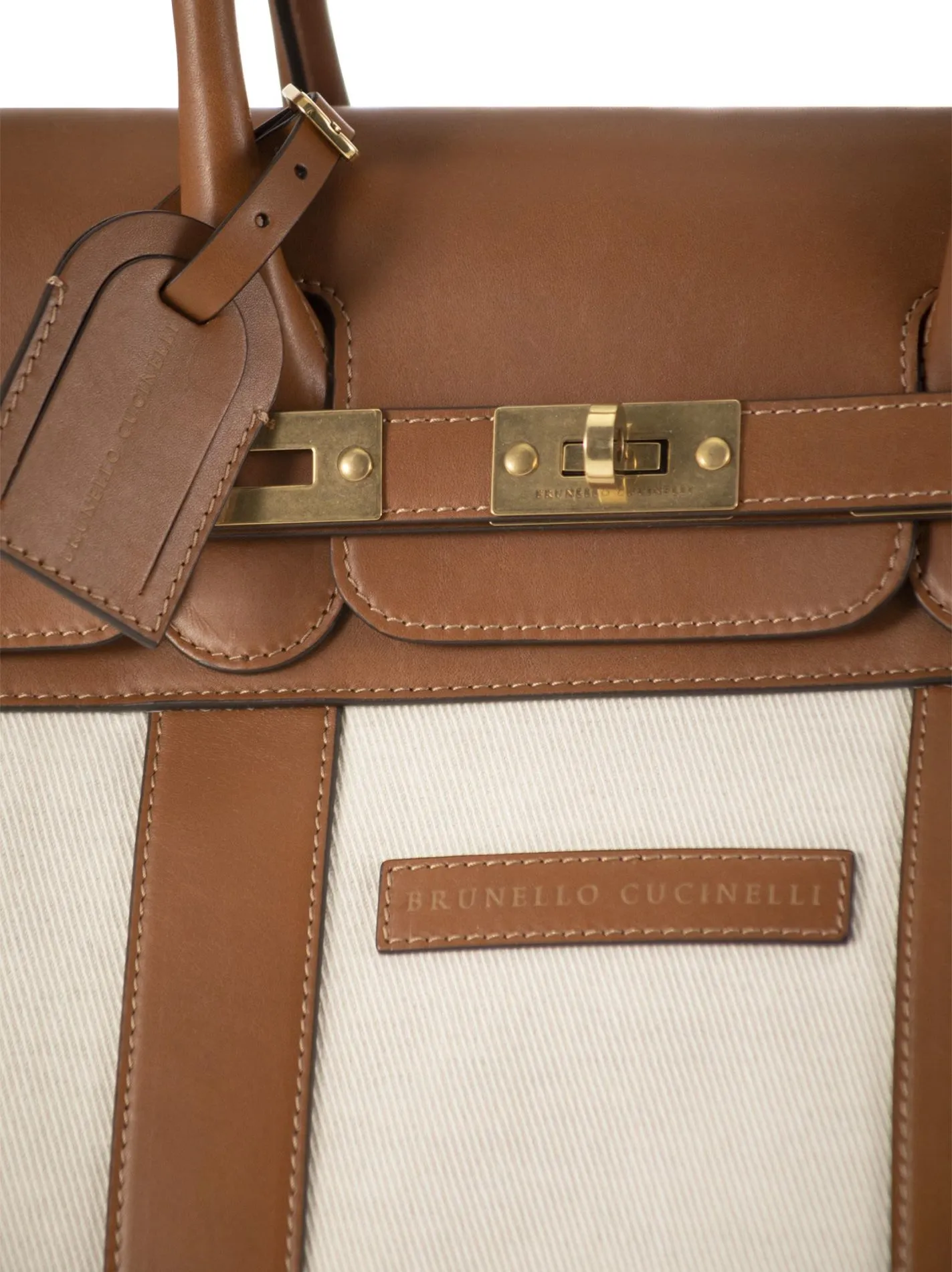 Borsa Country in pelle e tessuto
