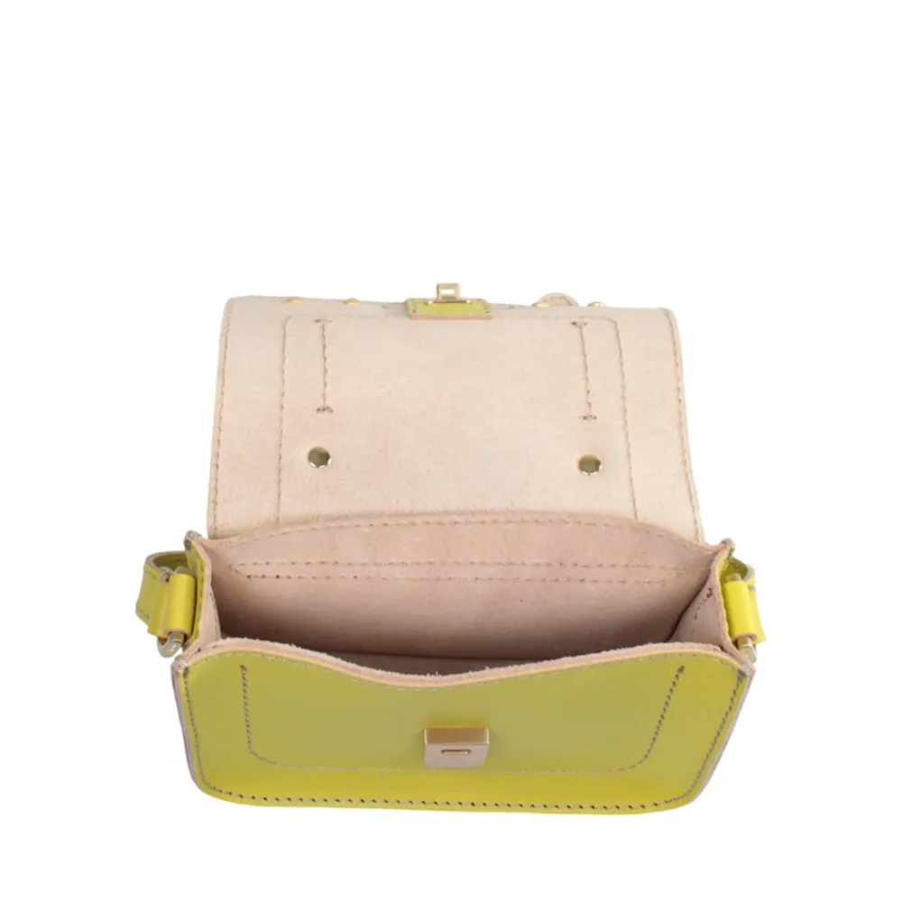 Borsa Donna Mini a Mano THE BRIDGE linea Ester in Pelle Giallo Lime
