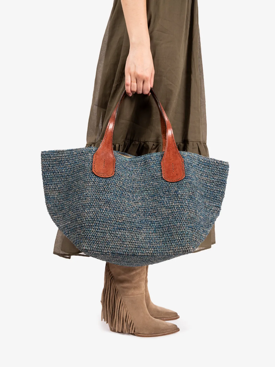 Borsa in rafia Tokyo II blu