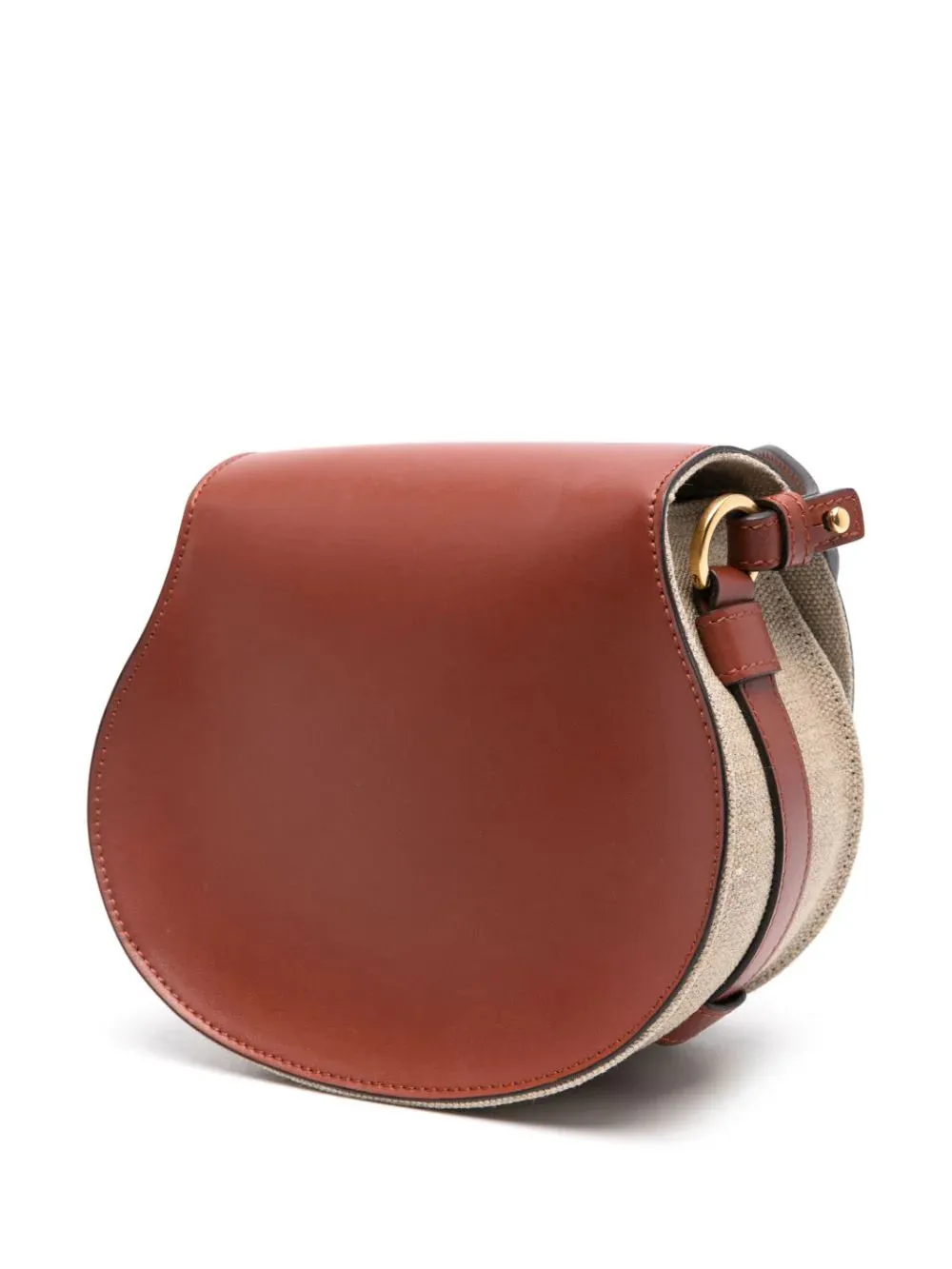 Borsa Saddle Marcie piccola in lino e pelle morbida