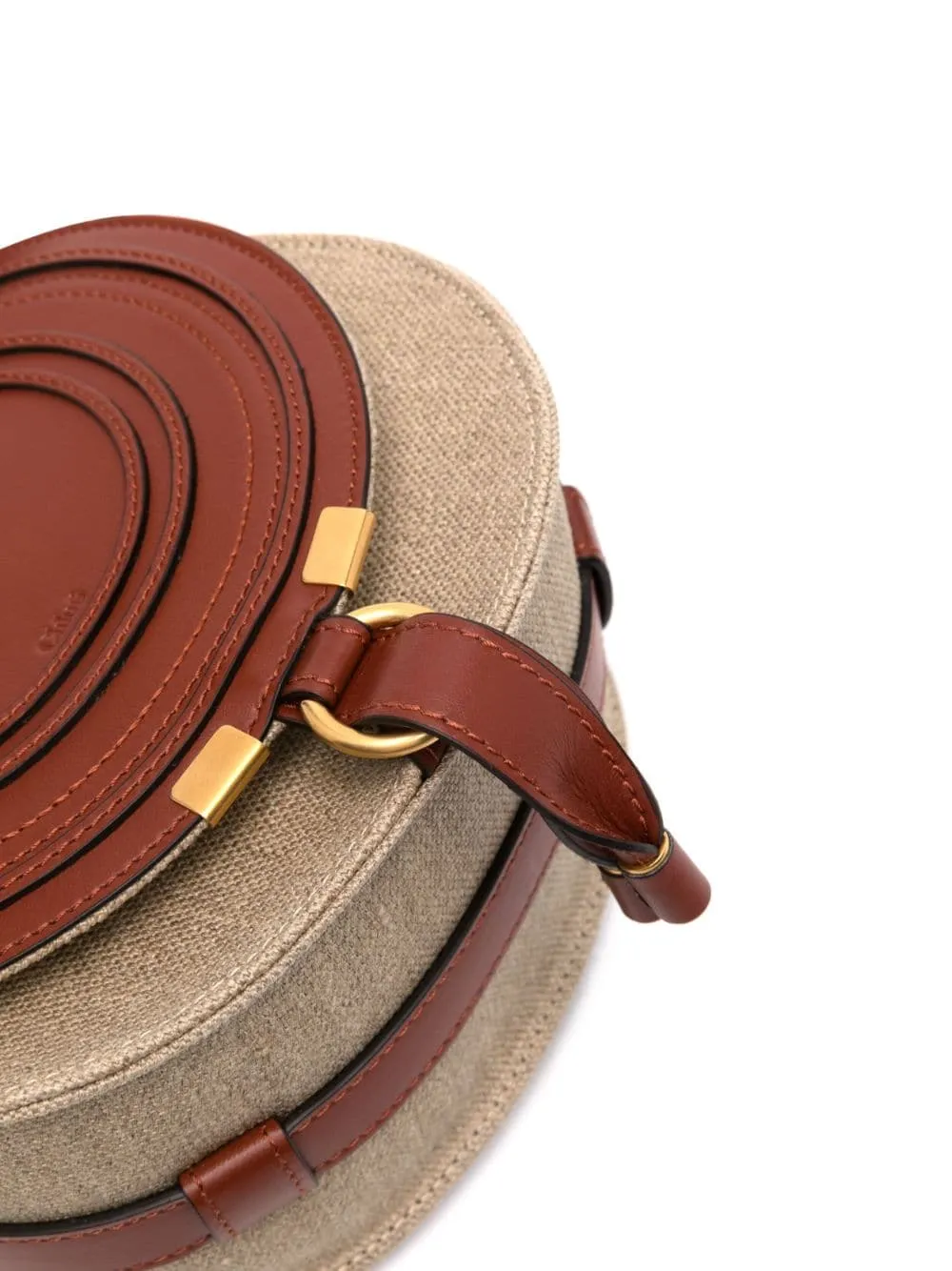 Borsa Saddle Marcie piccola in lino e pelle morbida