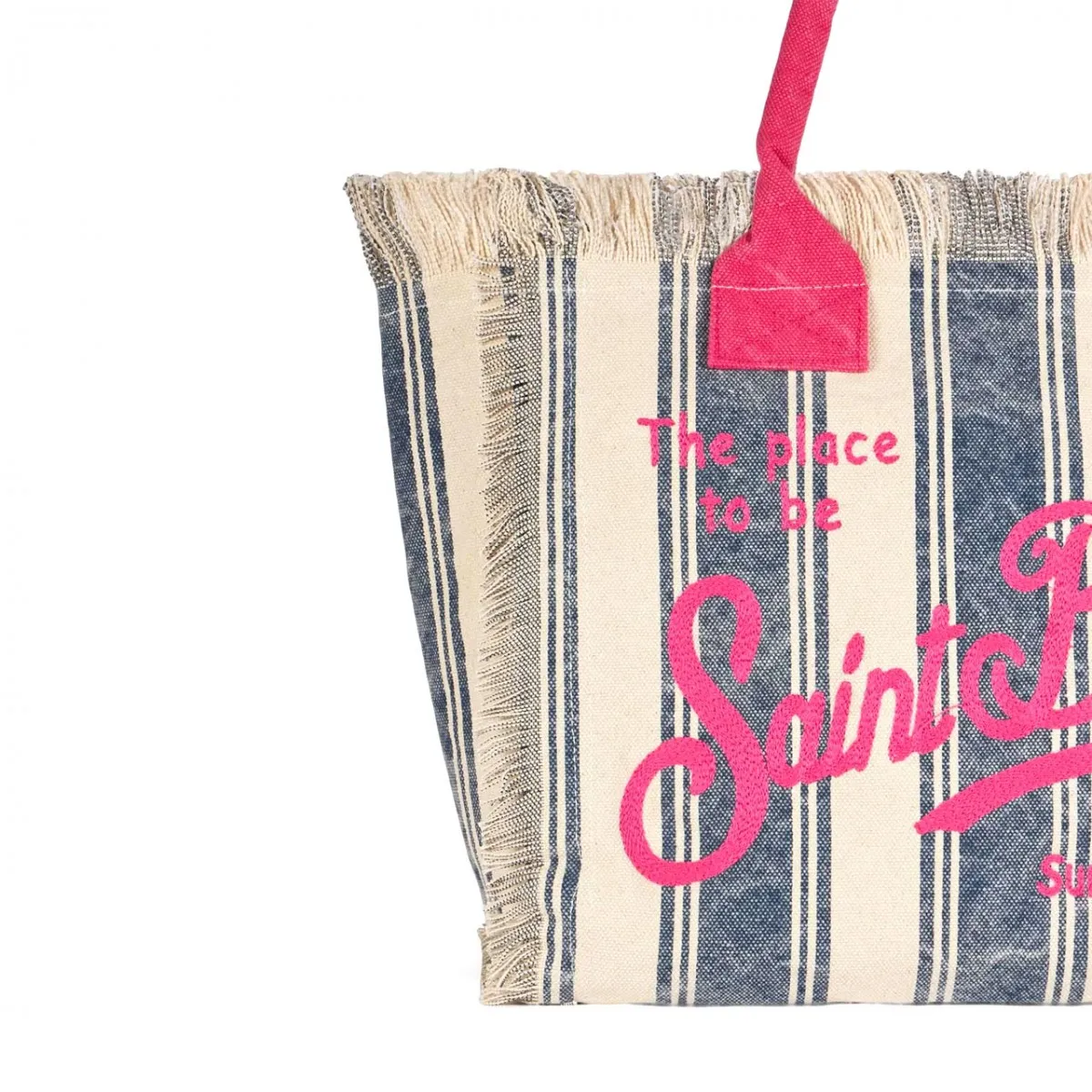Borsa Vanity In Canvas A Righe Blu