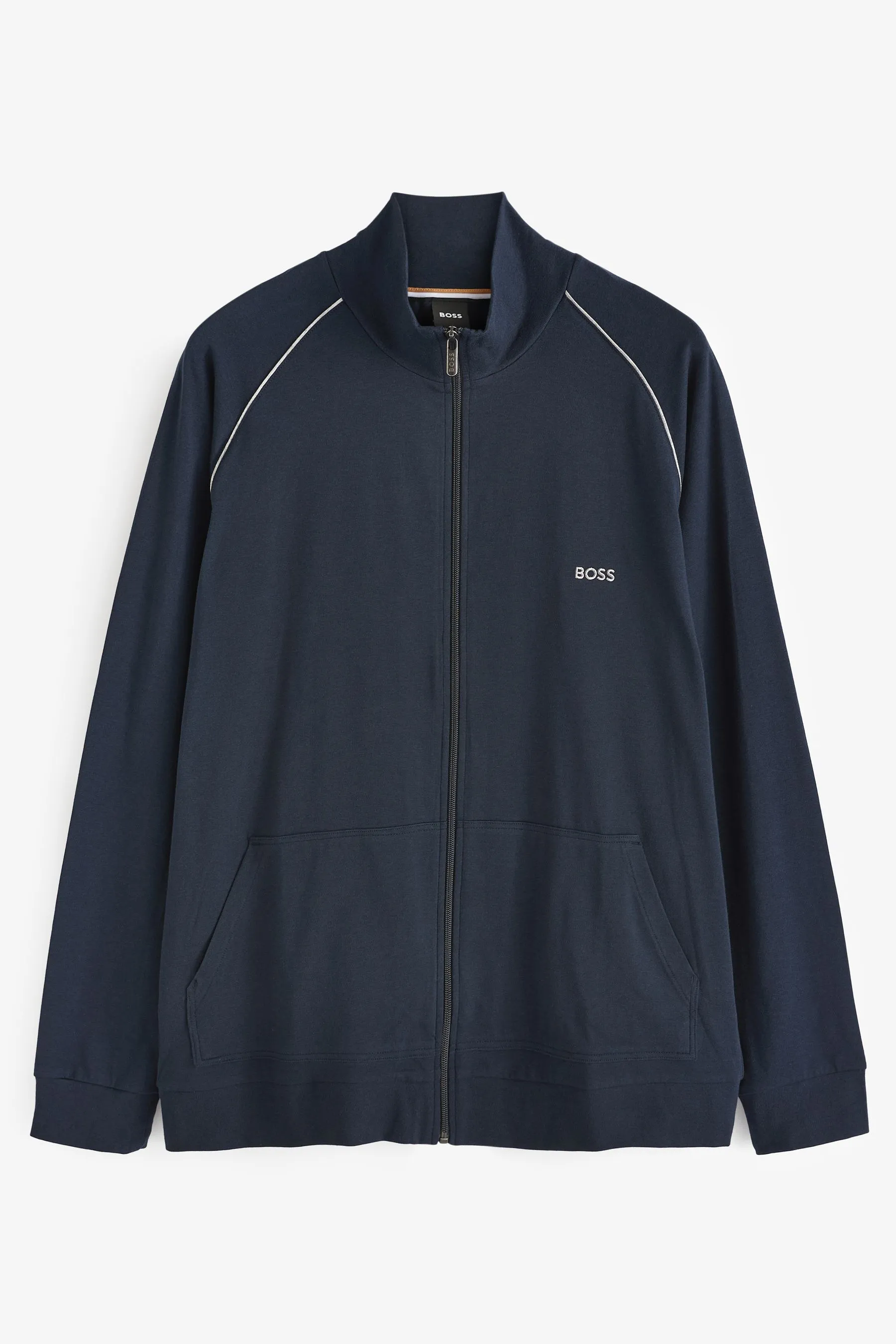 BOSS - Felpa in cotone elasticizzato con zip