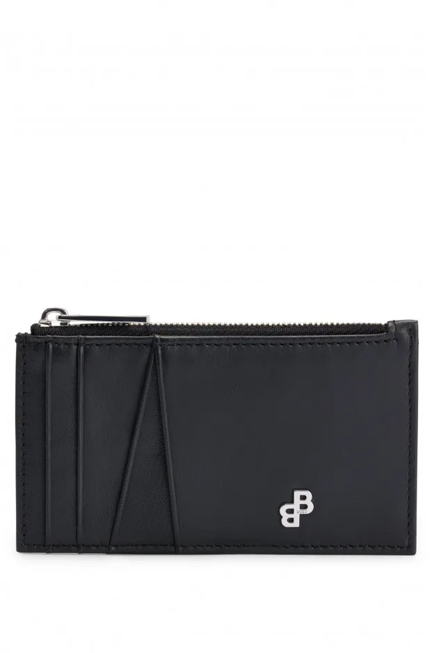 Boss - Hugo Boss Portatessere In Pelle Opaca Con Taschino Portamonete Con Zip