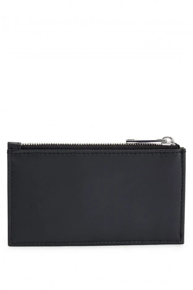 Boss - Hugo Boss Portatessere In Pelle Opaca Con Taschino Portamonete Con Zip