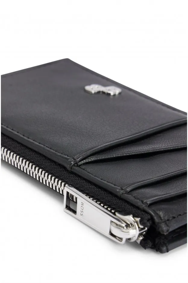 Boss - Hugo Boss Portatessere In Pelle Opaca Con Taschino Portamonete Con Zip