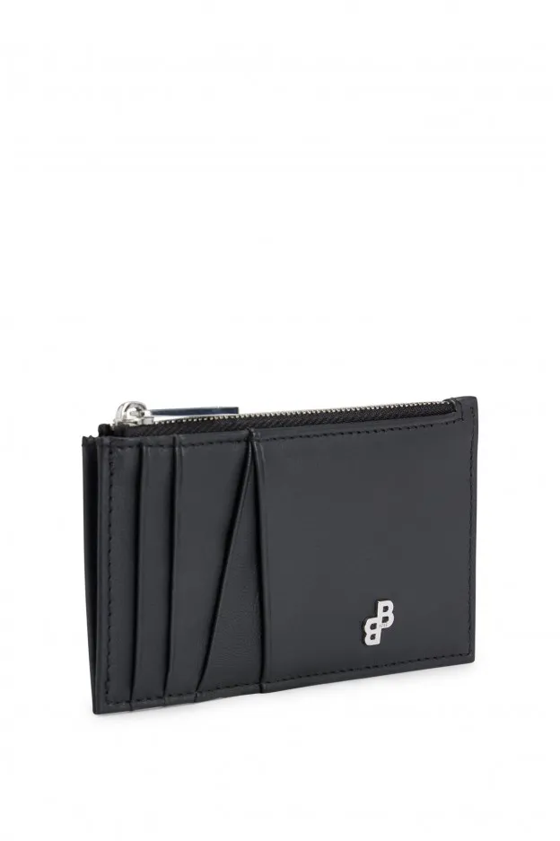 Boss - Hugo Boss Portatessere In Pelle Opaca Con Taschino Portamonete Con Zip