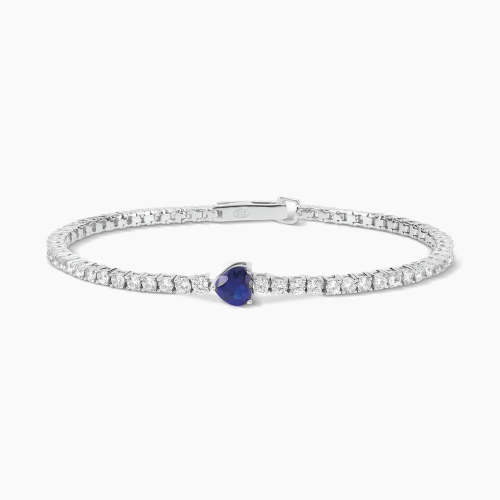 Bracciale Tennis con Cuore Blu Donna Mabina