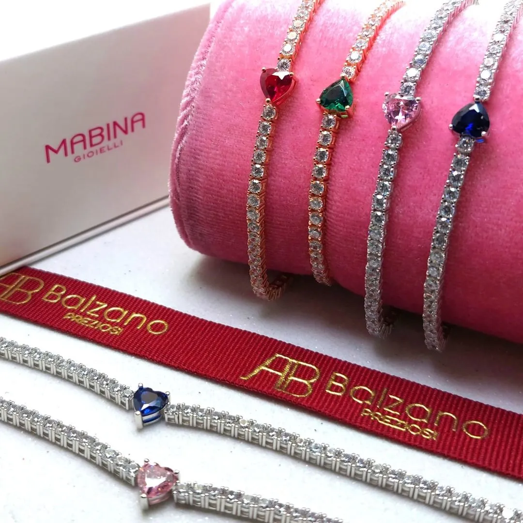 Bracciale Tennis con Cuore Blu Donna Mabina