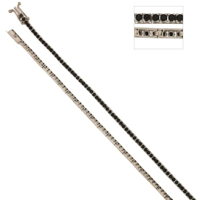 Bracciale Tennis Oro Bianco Zirconi Neri