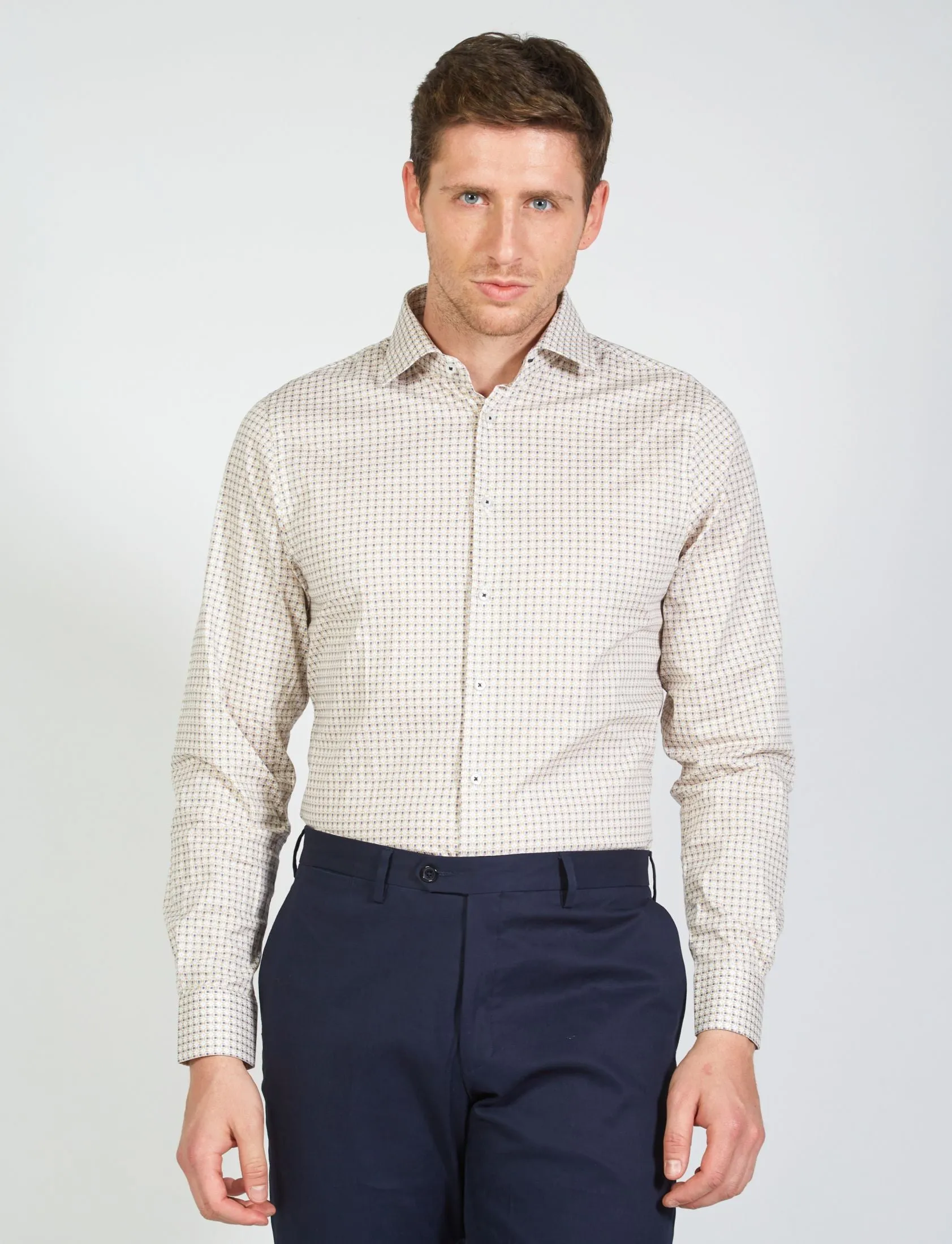 Camicia a fantasia in cotone stretch