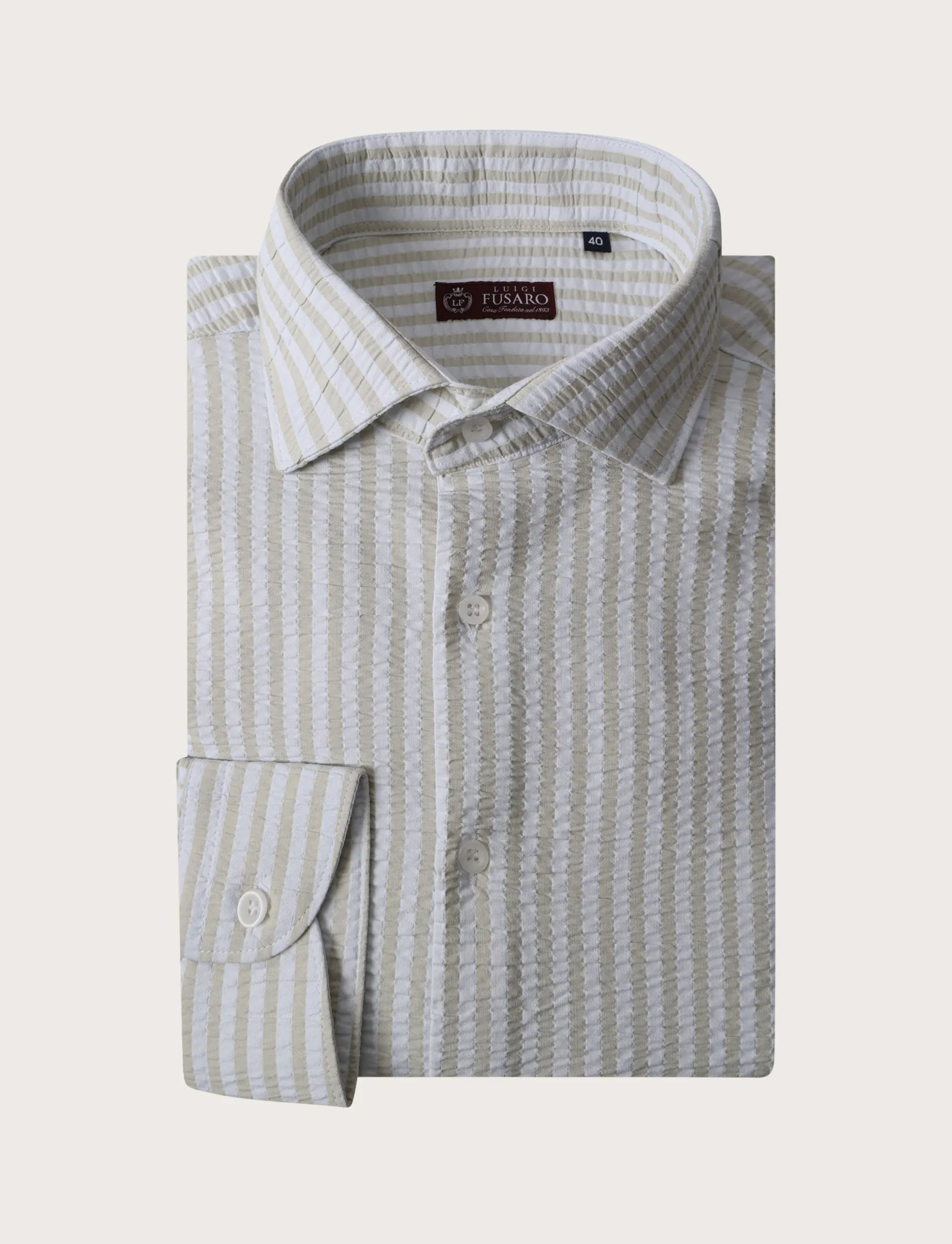 Camicia in cotone goffrato a righe